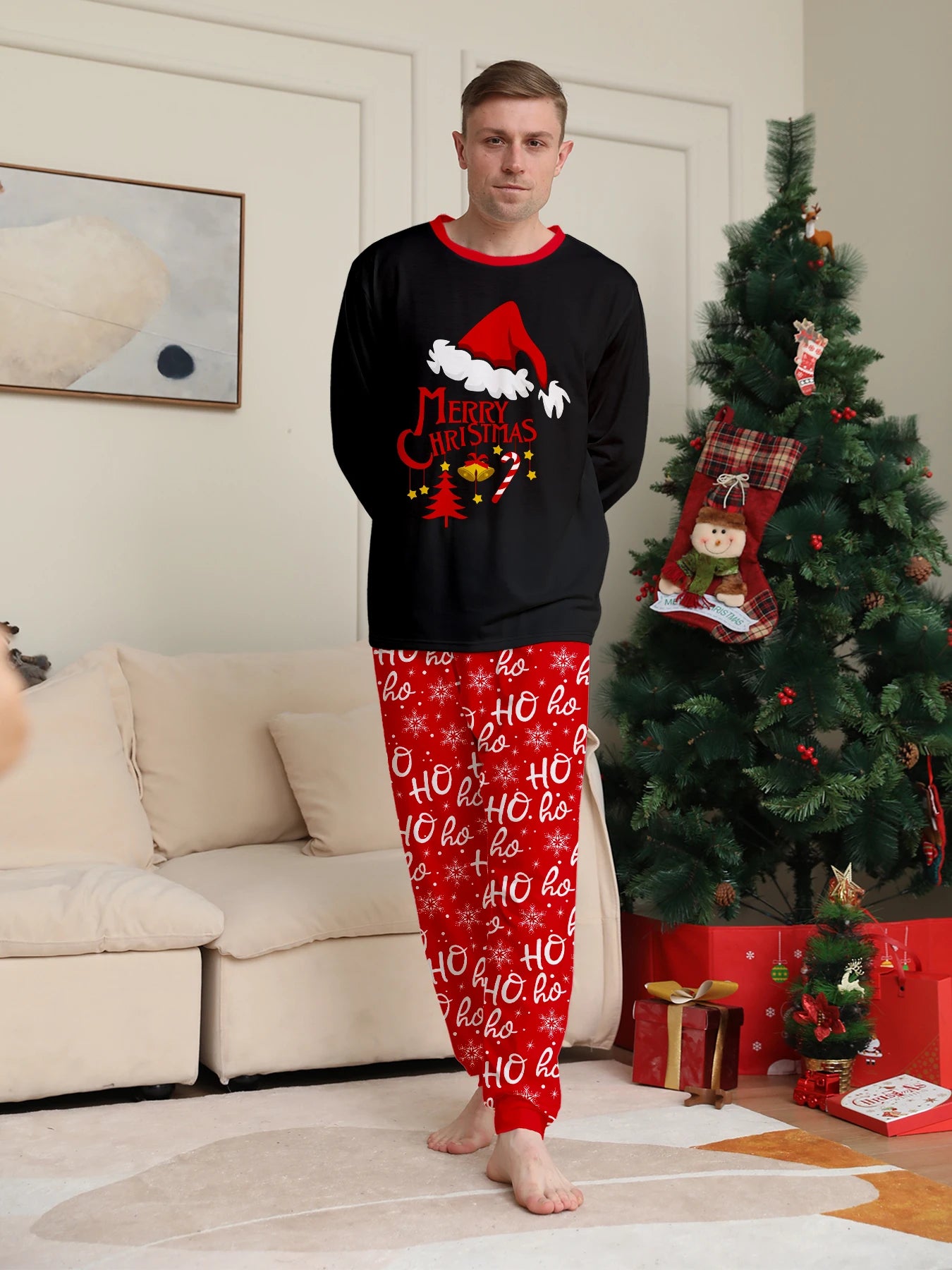 Festive Christmas Couple Pajamas Set