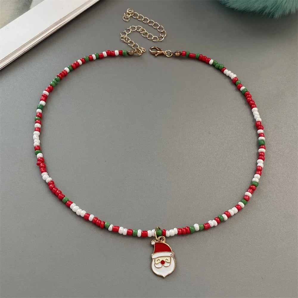 Christmas-Themed Bead Necklaces