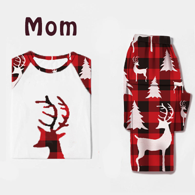 Christmas Deer Head Print Parent-child Pajamas