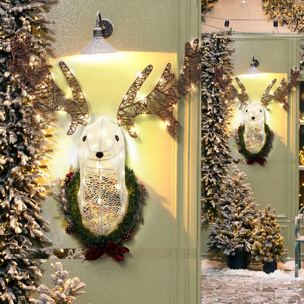 Christmas Wall Mounted Deer Head With Light