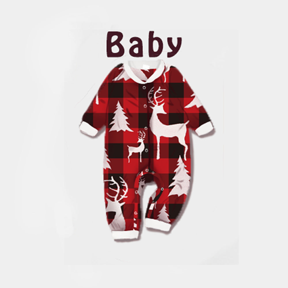Christmas Deer Head Print Parent-child Pajamas