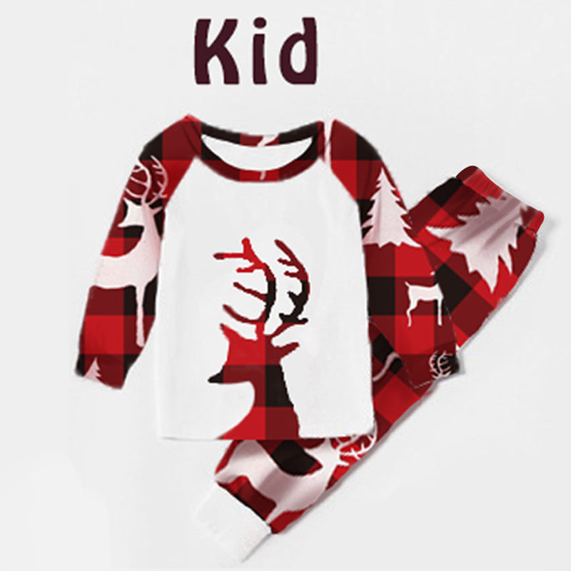 Christmas Deer Head Print Parent-child Pajamas