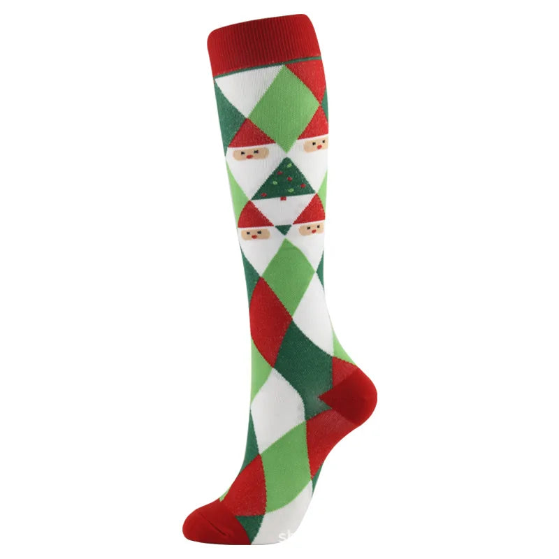 Christmas Compression Knee High Socks For Women & Men