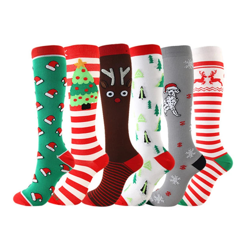 Christmas Compression Knee High Socks For Women & Men