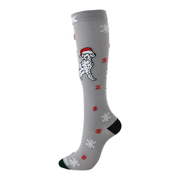 Christmas Compression Knee High Socks For Women & Men