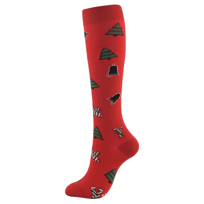 Christmas Compression Knee High Socks For Women & Men
