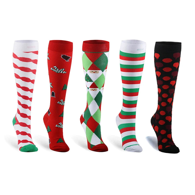 Christmas Compression Knee High Socks For Women & Men