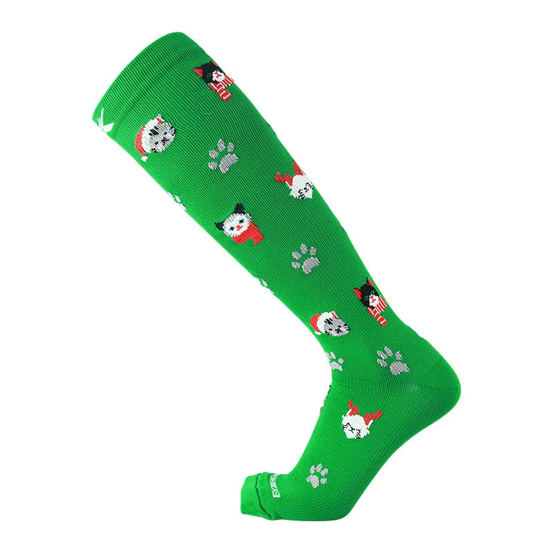 Christmas Compression Knee High Socks For Women & Men