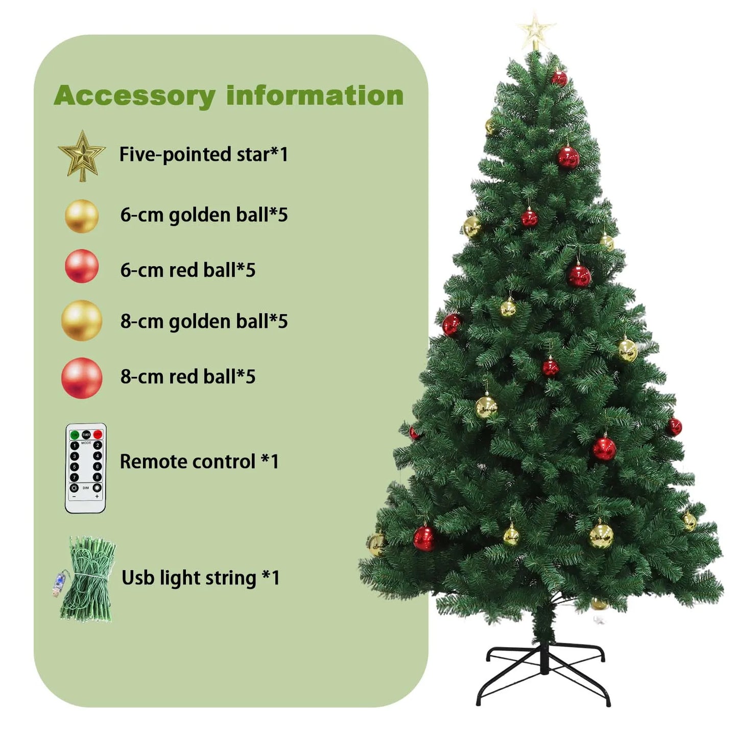 Artificial Christmas Tree with Remote Controlled Lights [6/7 ft]