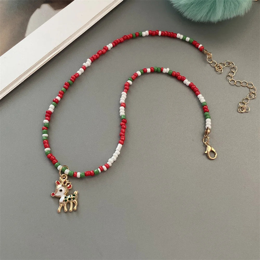 Christmas-Themed Bead Necklaces