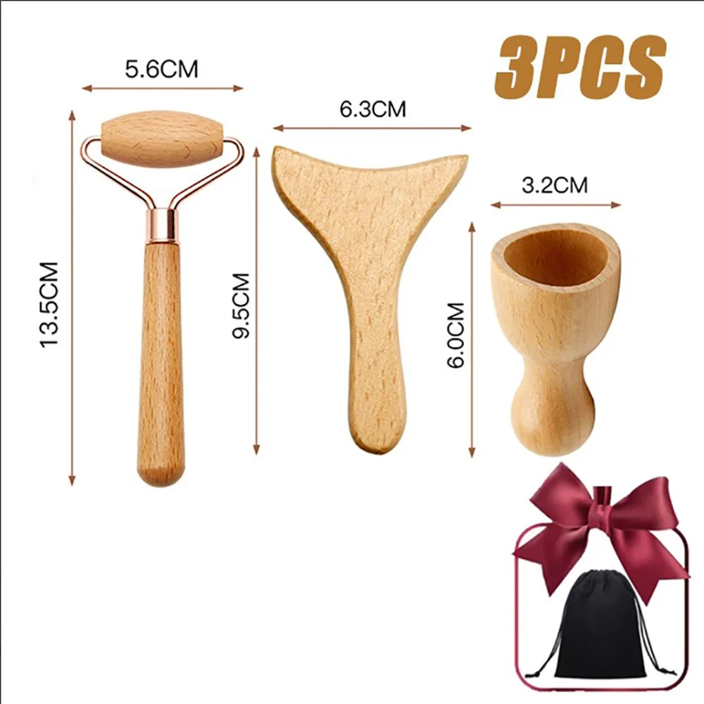 Wooden Face Massage Roller Anti-aging