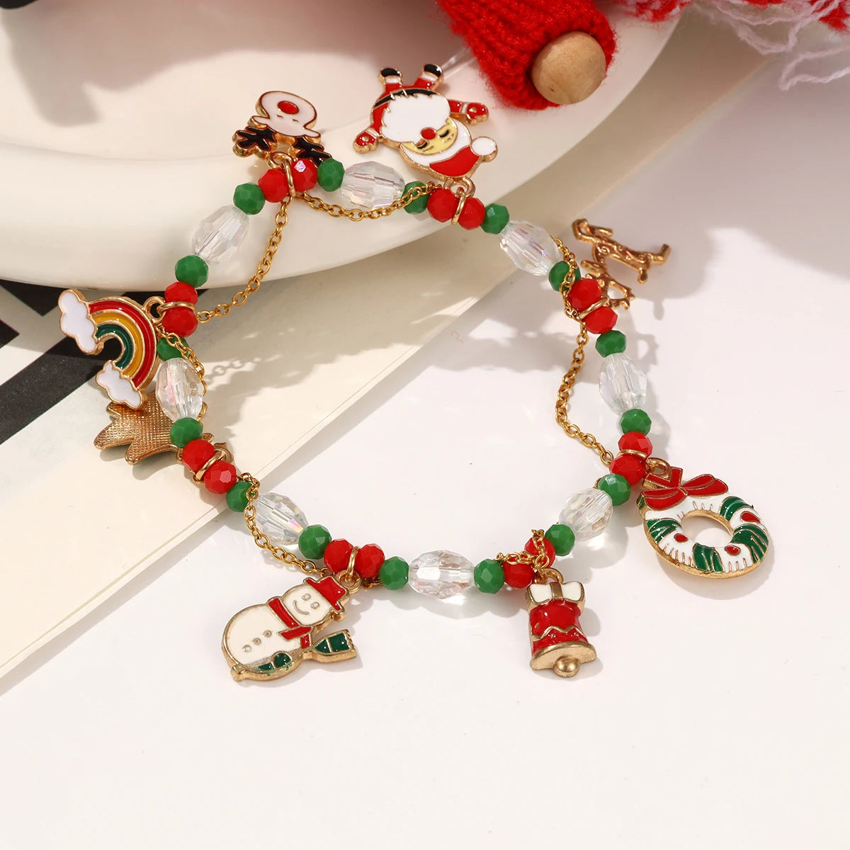 Christmas-Themed Wrapped Metal Bracelet