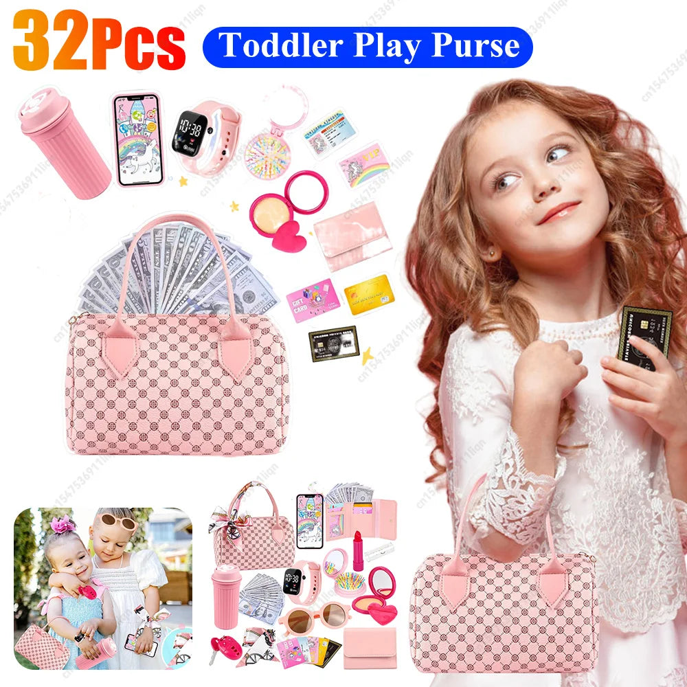 32pcs Girls Play Purse Toy Set