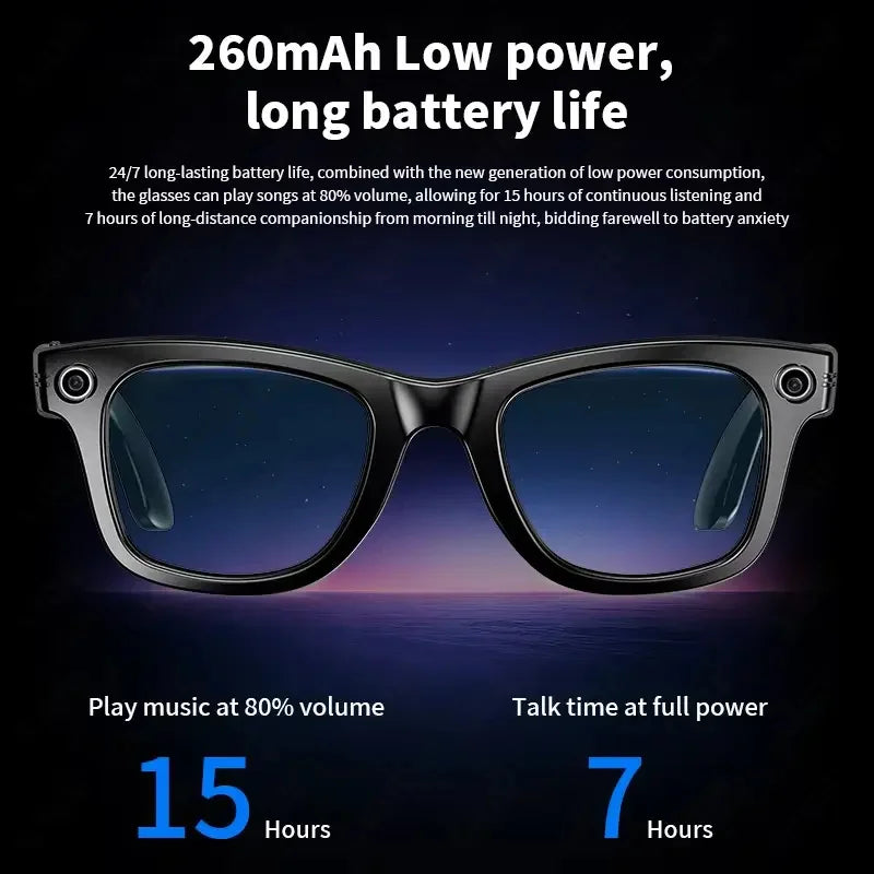 AI Unisex Smart Glasses with 8MP Camera & Languages Translation