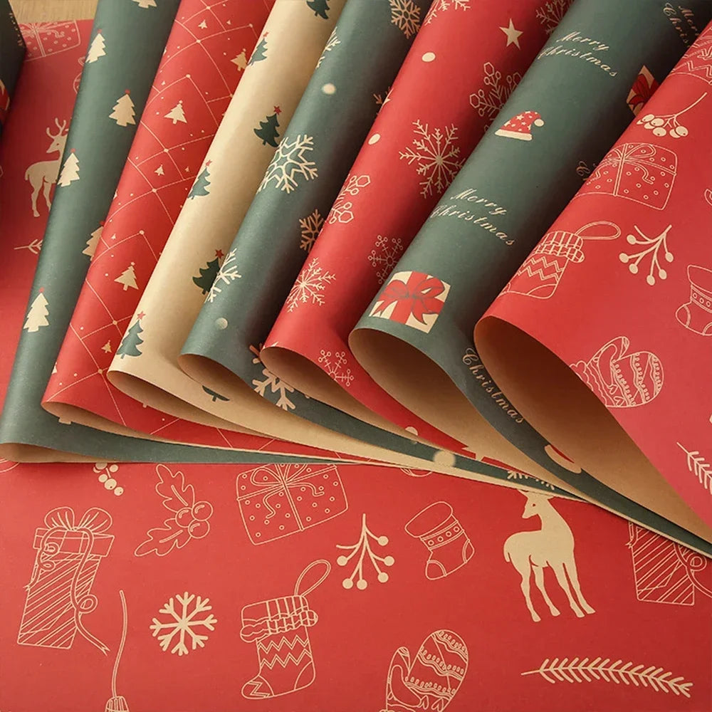 Christmas Wrapping Kraft Paper 1/3/6/12/20/24 pcs