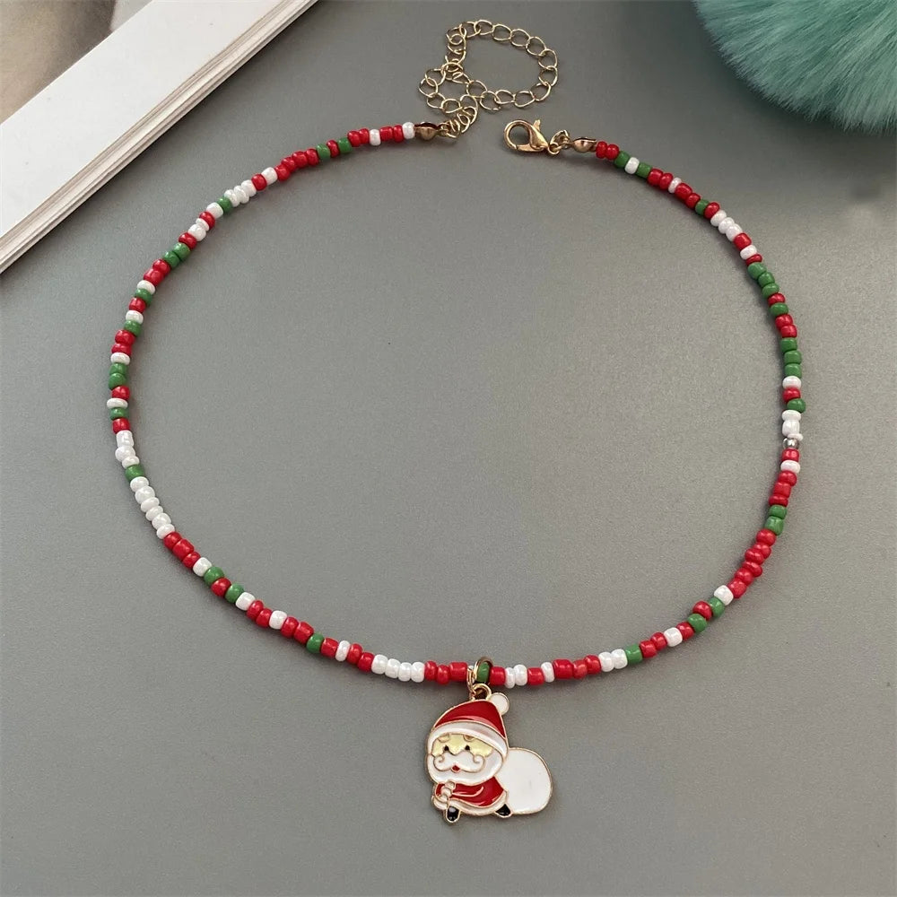 Christmas-Themed Bead Necklaces