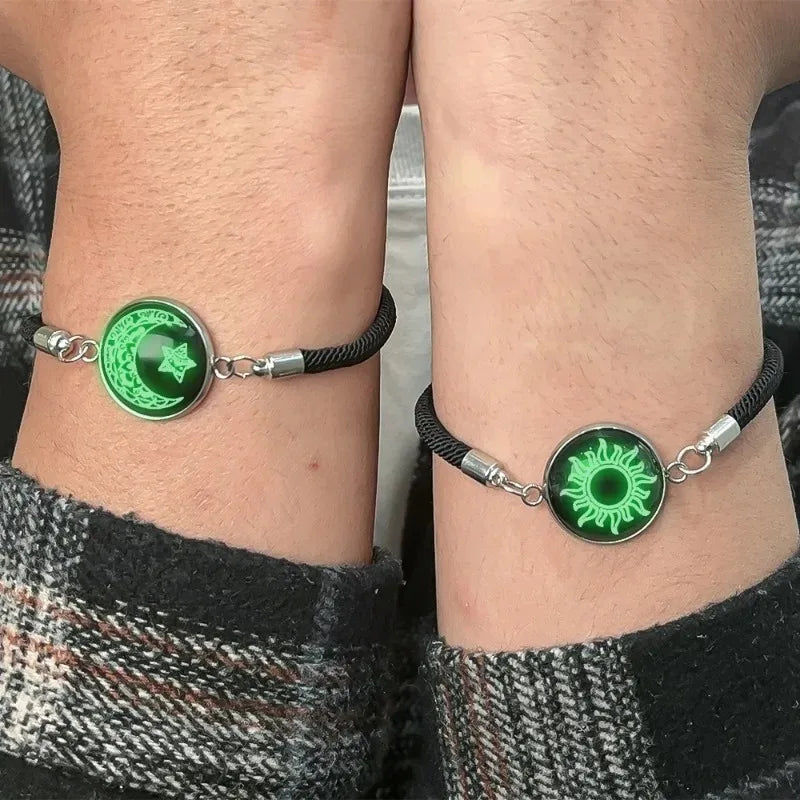 Luminous Sun & Moon Lovers Braided Bracelet