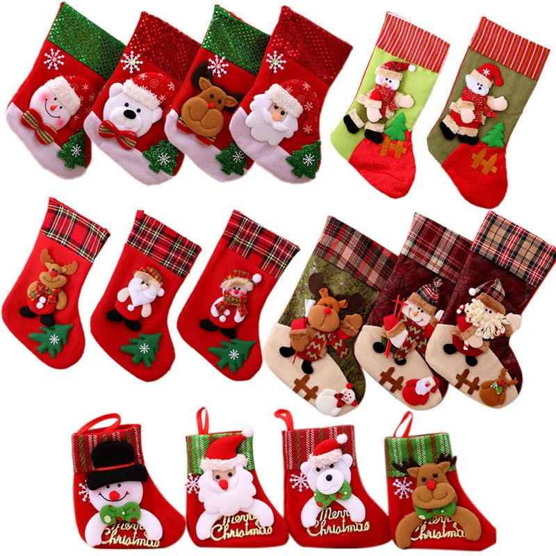 Christmas Stocking Large Capacity Elk, Bear& Snowman Design