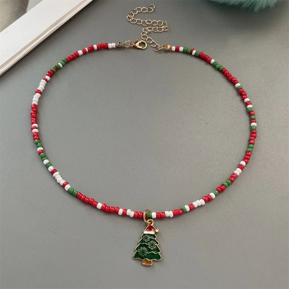 Christmas-Themed Bead Necklaces