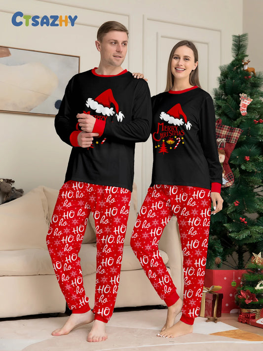 Festive Christmas Couple Pajamas Set