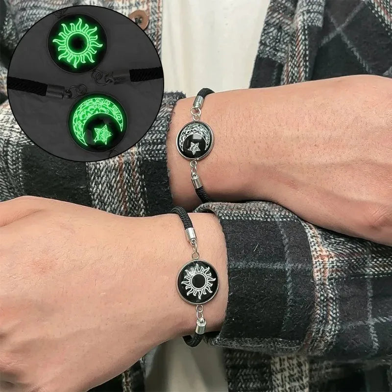 Luminous Sun & Moon Lovers Braided Bracelet