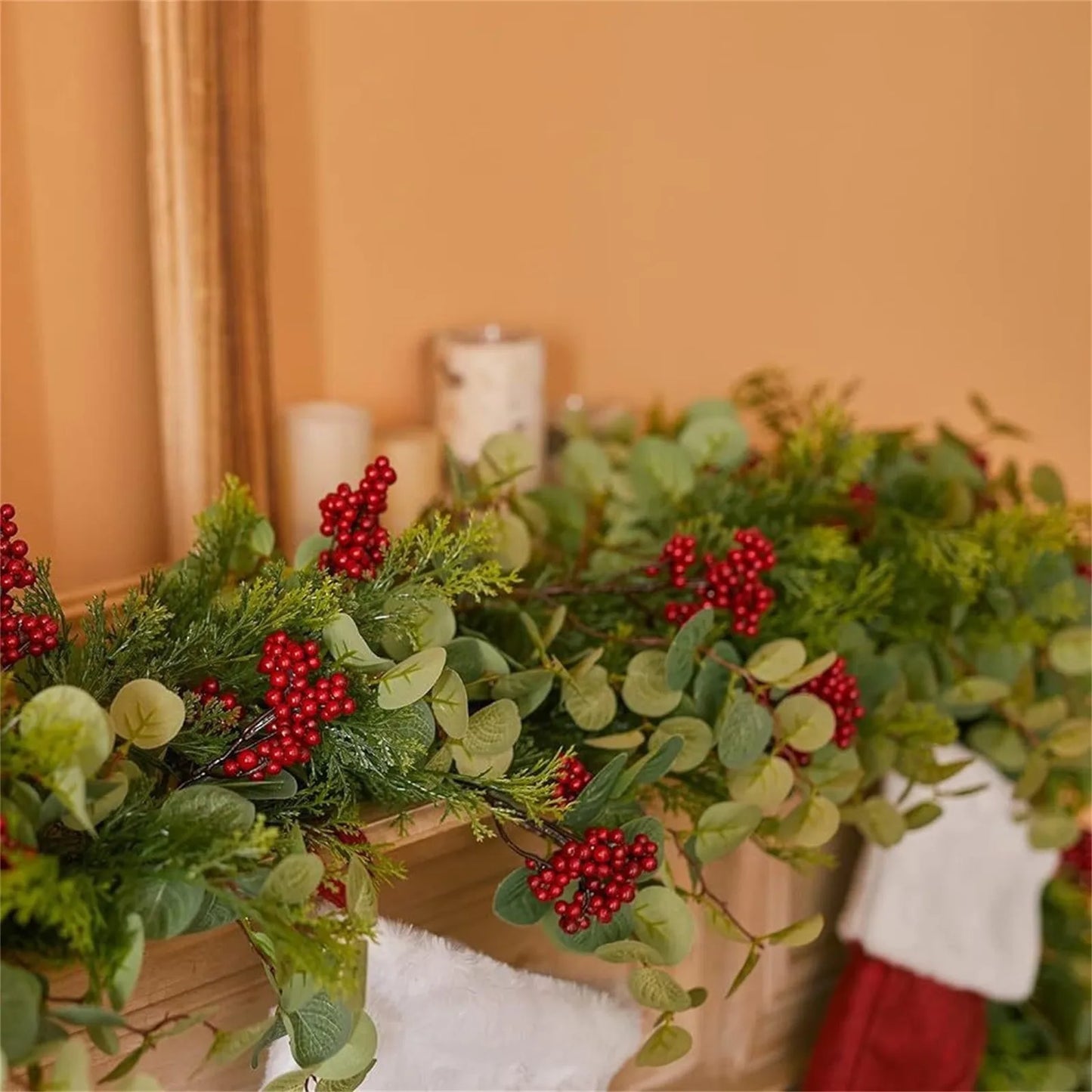 Christmas decoration Garland With Artificial Berries 6.3ft