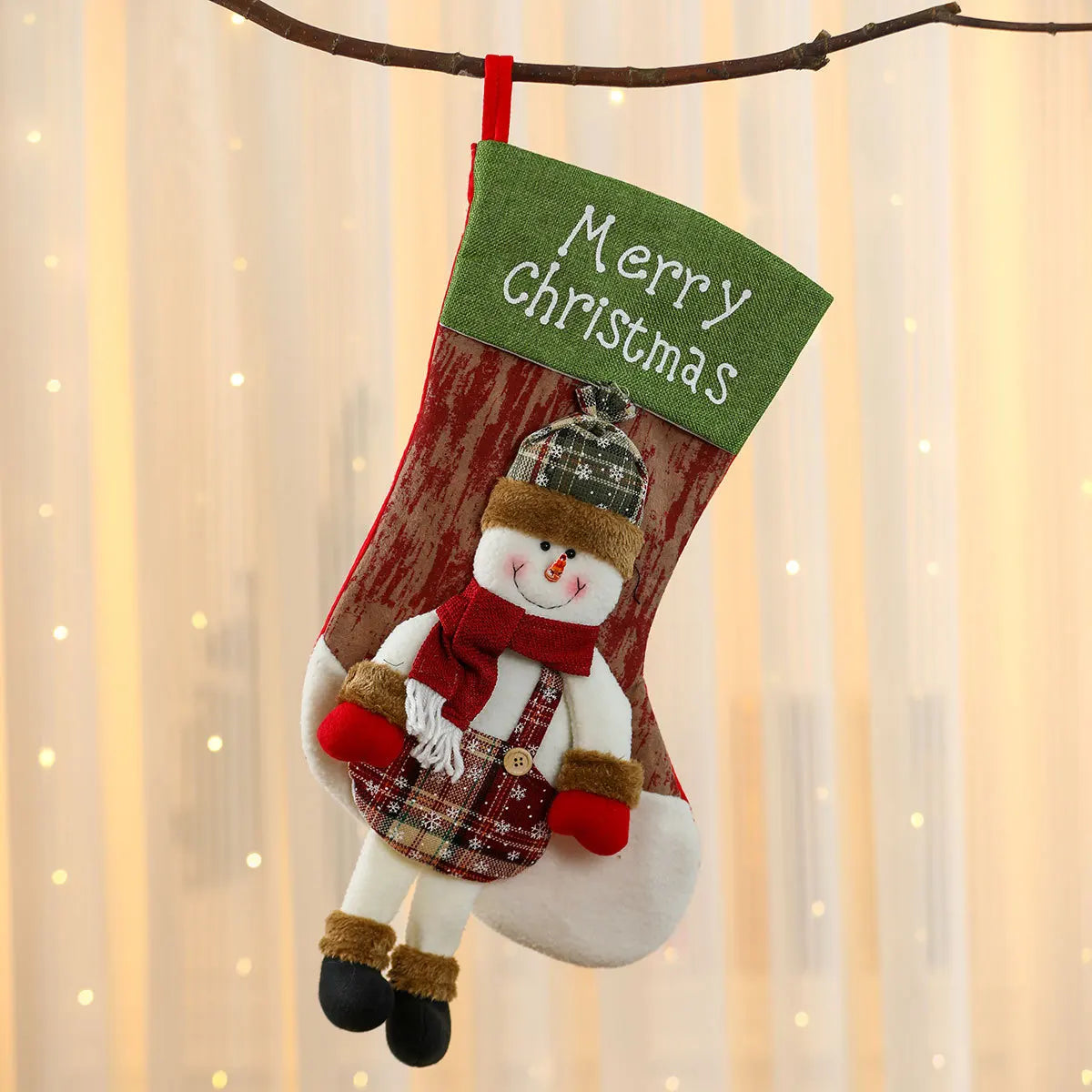 Christmas Stocking Large Capacity Elk, Bear& Snowman Design