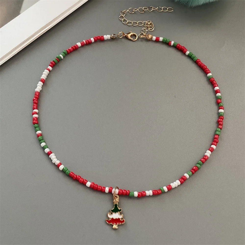 Christmas-Themed Bead Necklaces