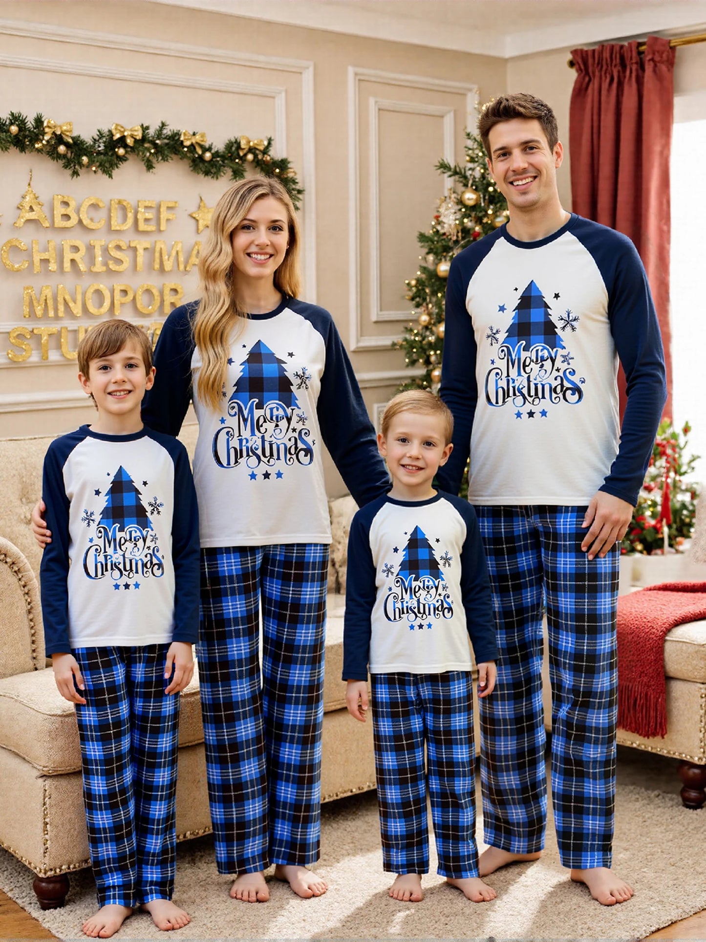Festive Family Matching Pajamas Set with Reindeer Print