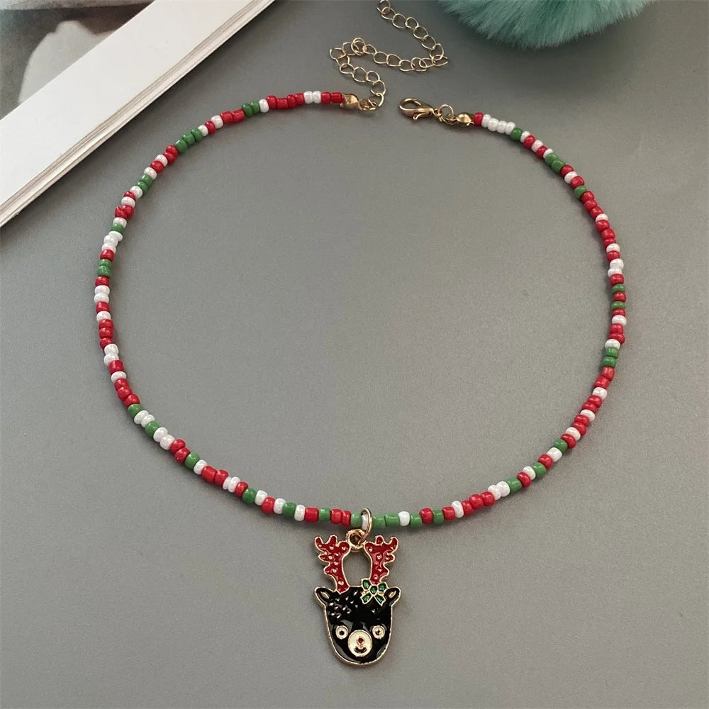 Christmas-Themed Bead Necklaces