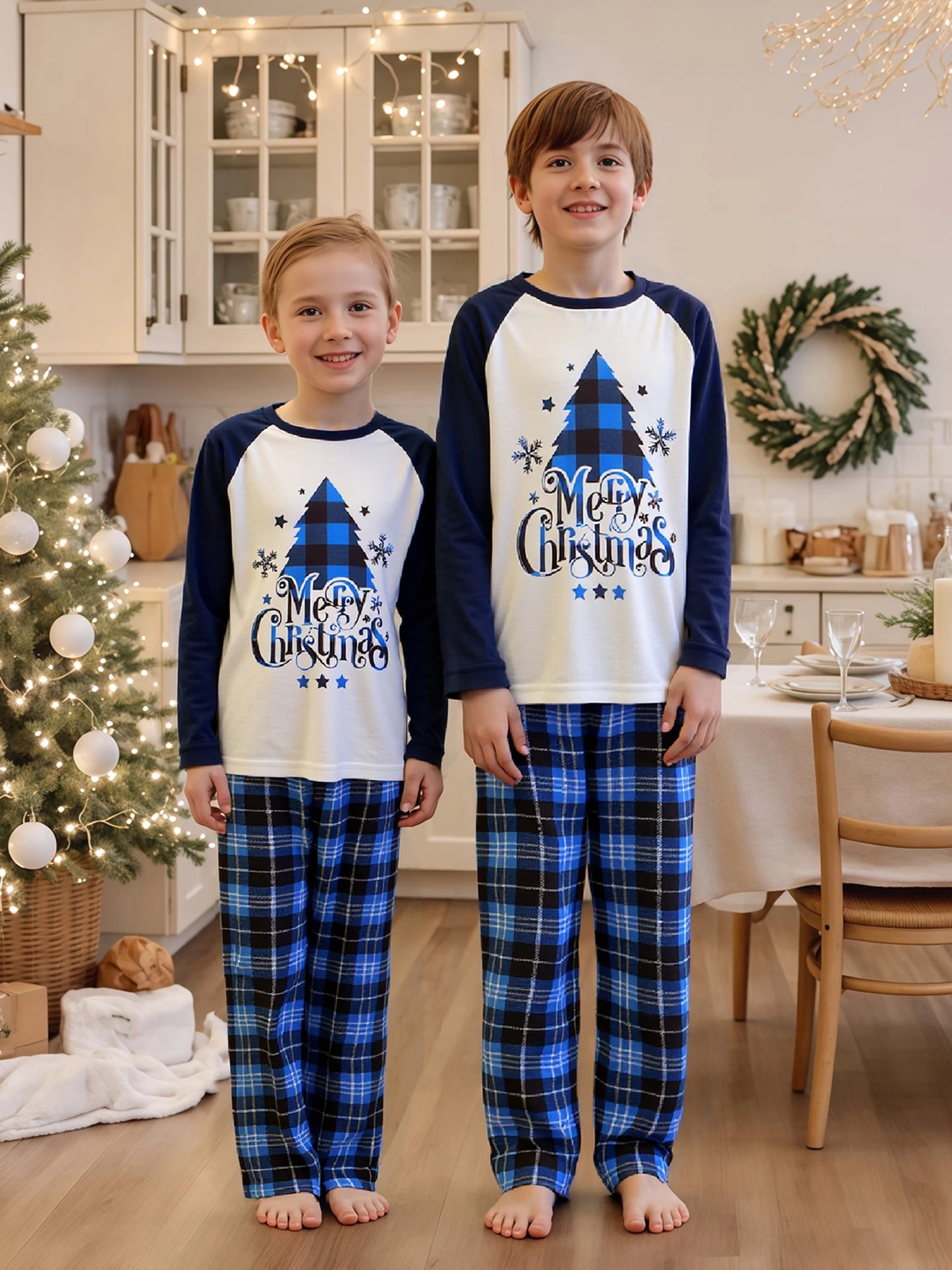 Festive Family Matching Pajamas Set with Reindeer Print