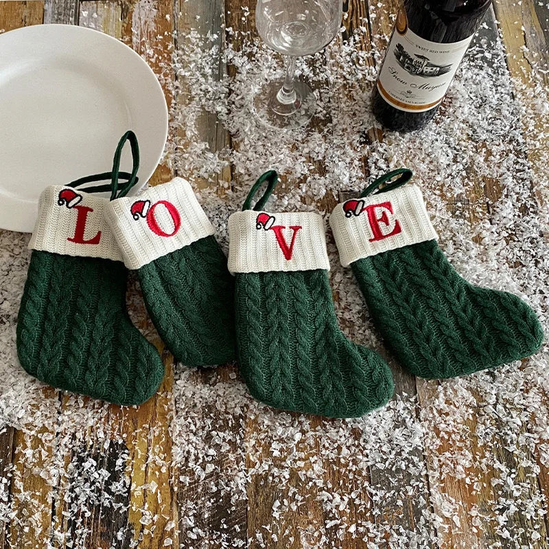 Christmas Knitted Stockings With Letters