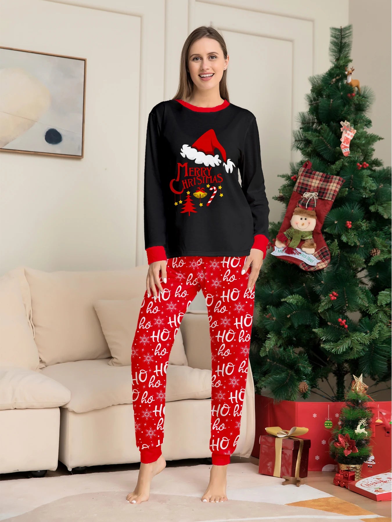 Festive Christmas Couple Pajamas Set