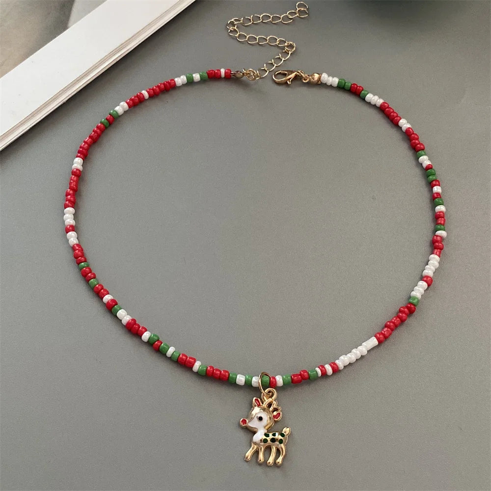 Christmas-Themed Bead Necklaces