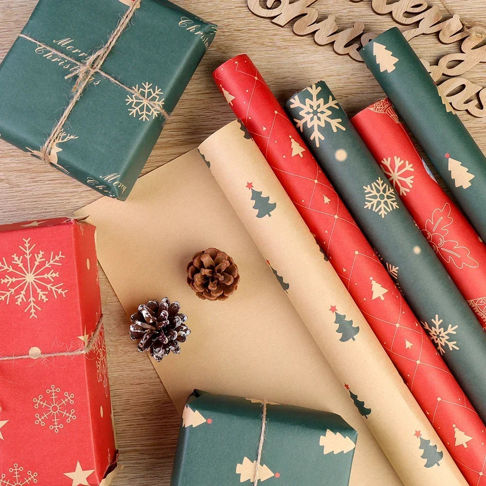 Christmas Wrapping Kraft Paper 1/3/6/12/20/24 pcs