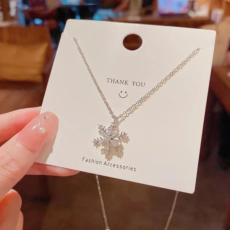 Christmas Shiny Zircon Snowflake Necklace