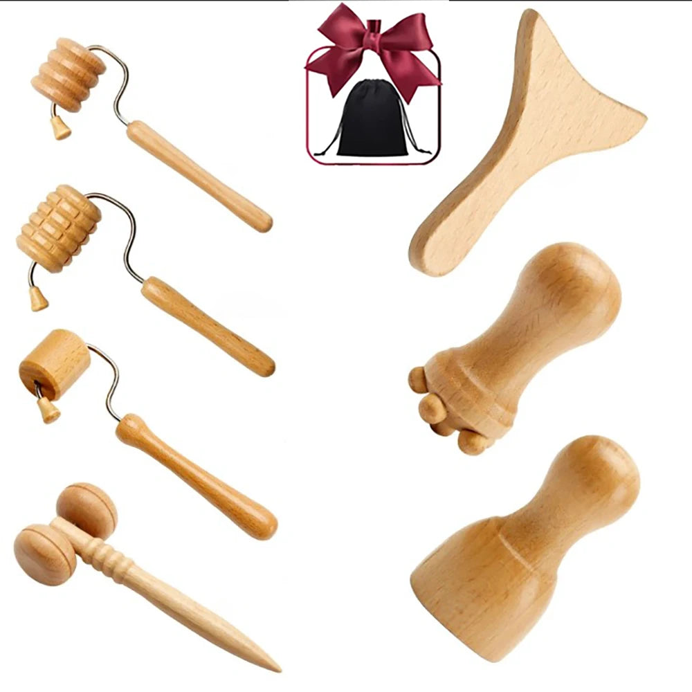 Wooden Face Massage Roller Anti-aging