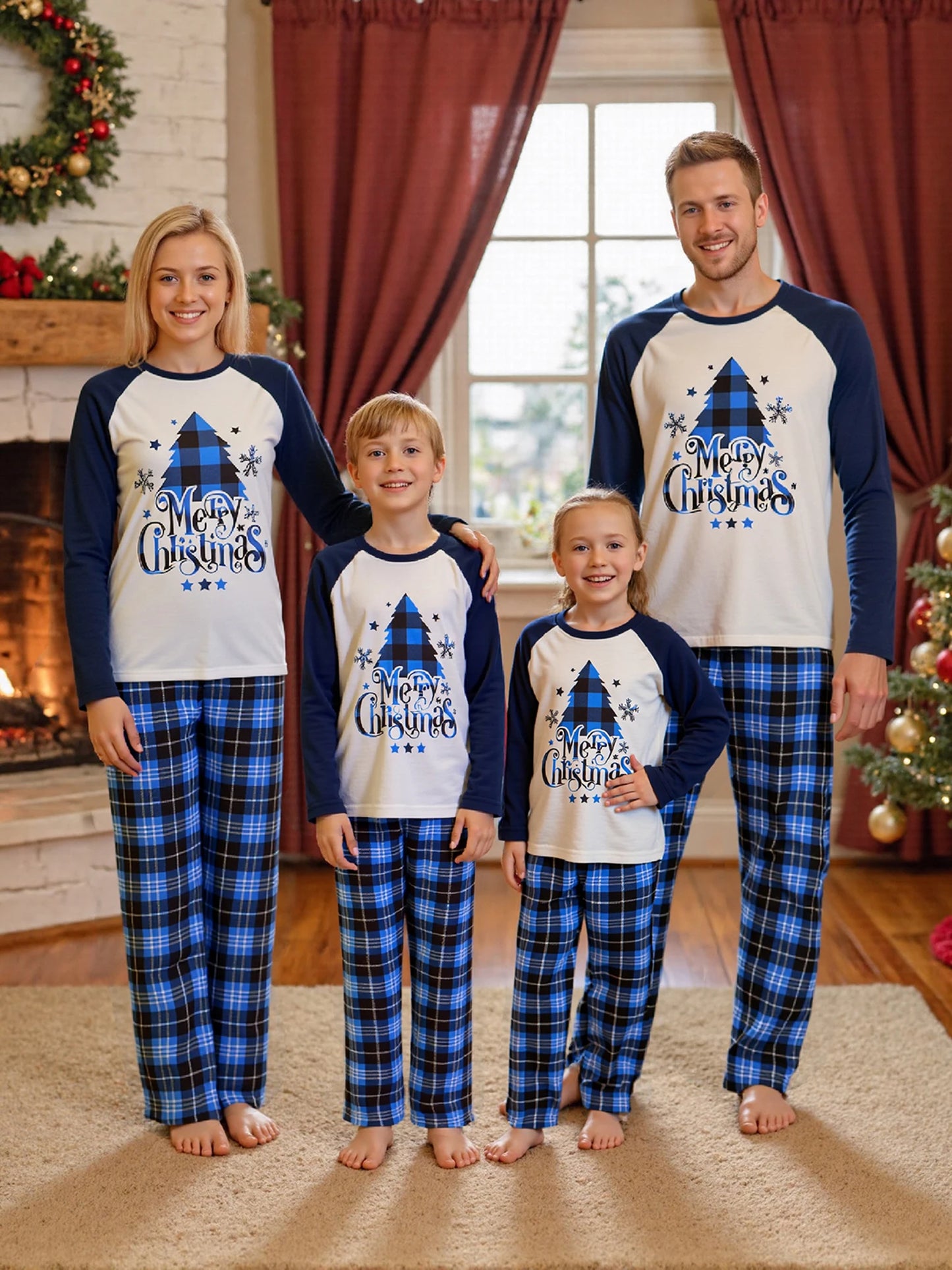 Festive Family Matching Pajamas Set with Reindeer Print