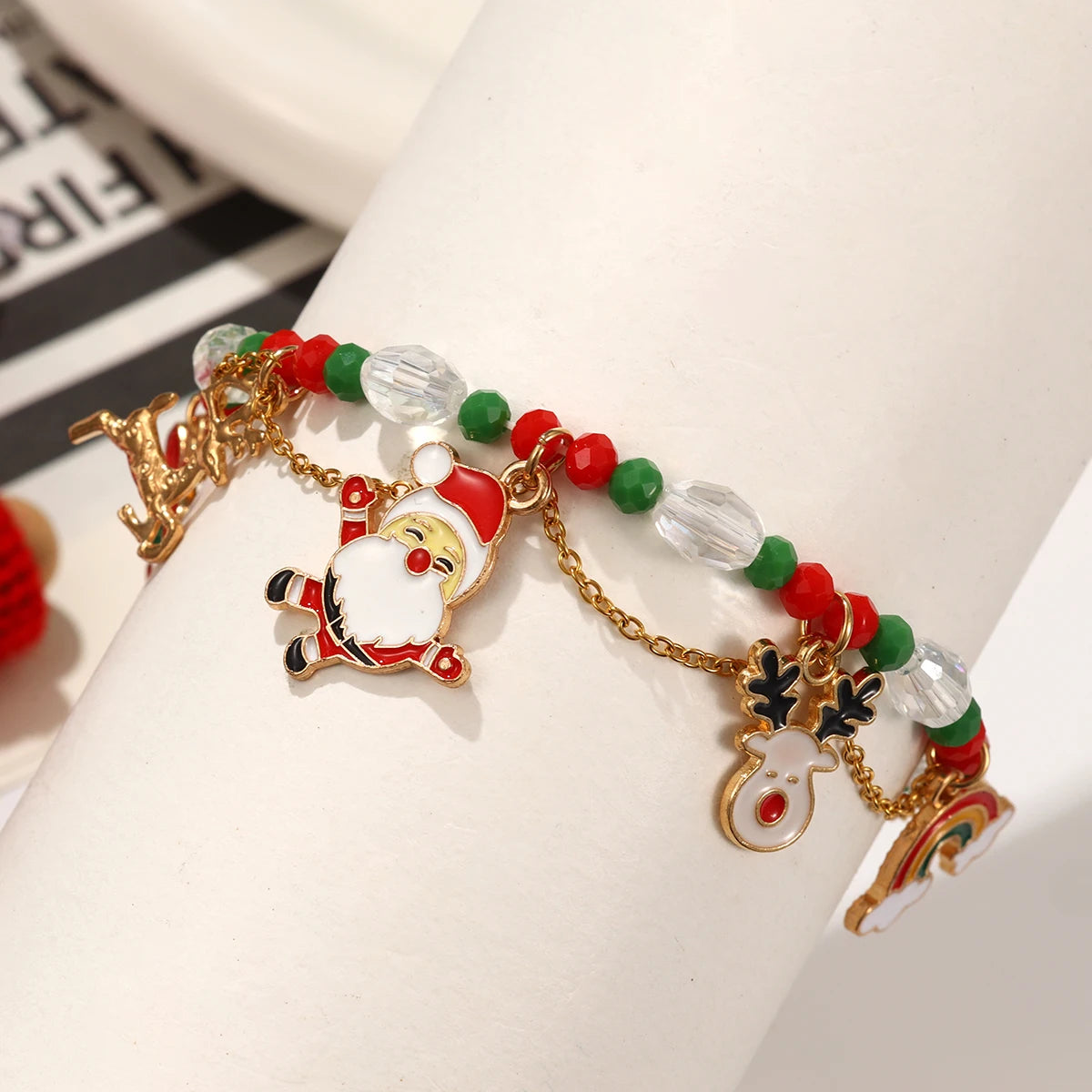 Christmas-Themed Wrapped Metal Bracelet