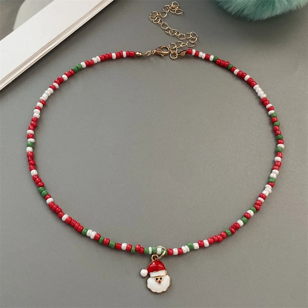 Christmas-Themed Bead Necklaces