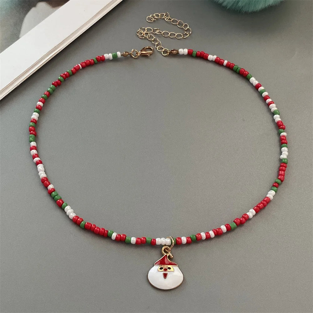 Christmas-Themed Bead Necklaces