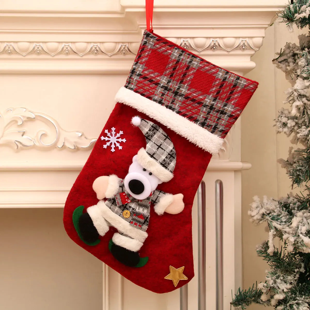 Christmas Stocking Large Capacity Elk, Bear& Snowman Design