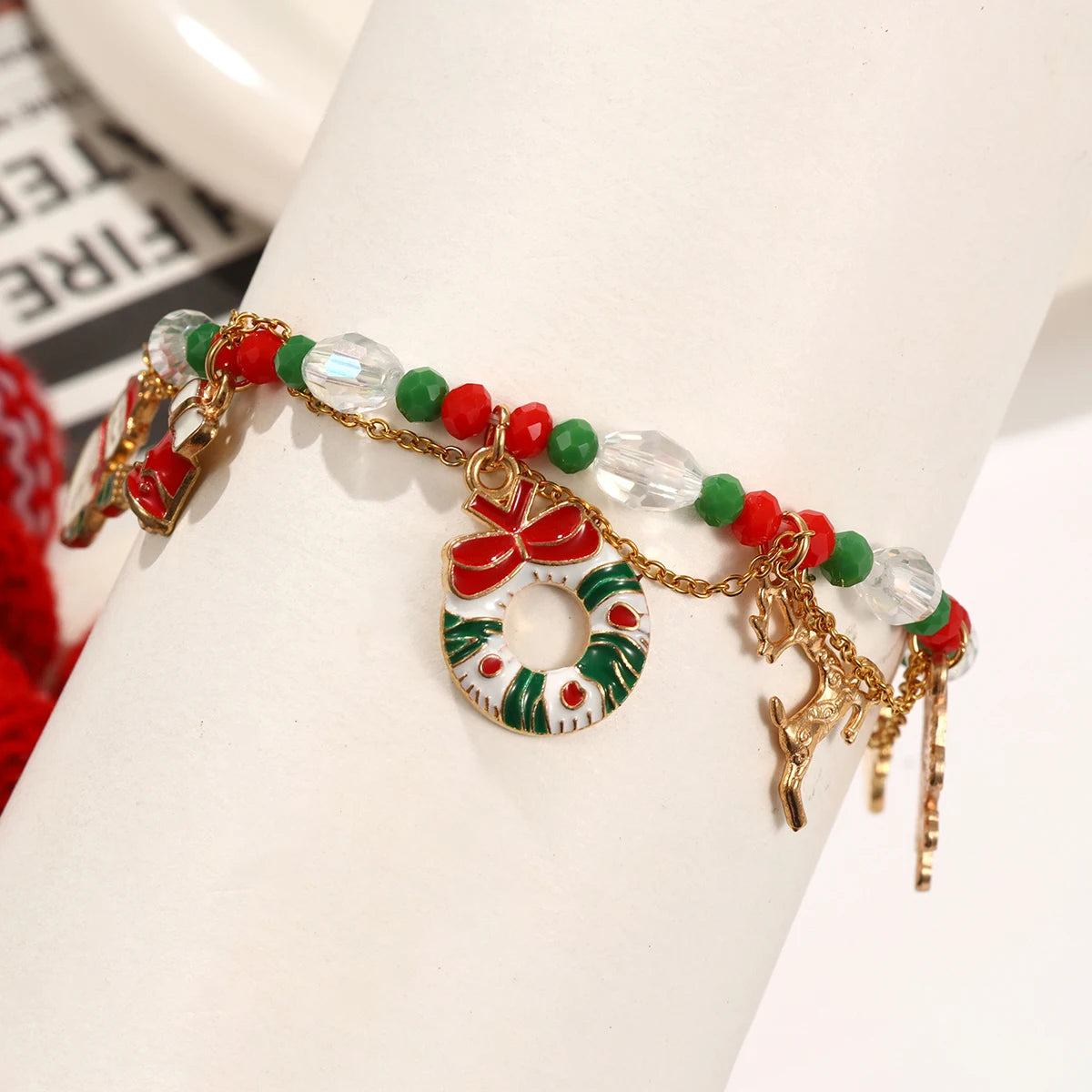Christmas-Themed Wrapped Metal Bracelet