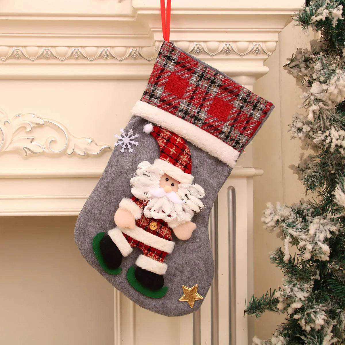 Christmas Stocking Large Capacity Elk, Bear& Snowman Design