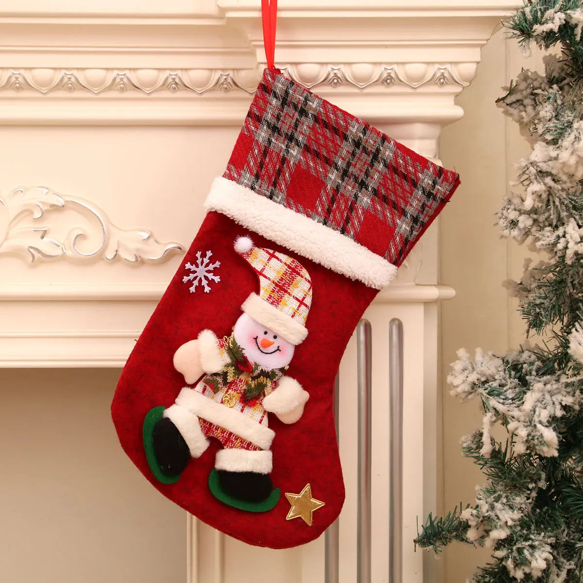 Christmas Stocking Large Capacity Elk, Bear& Snowman Design