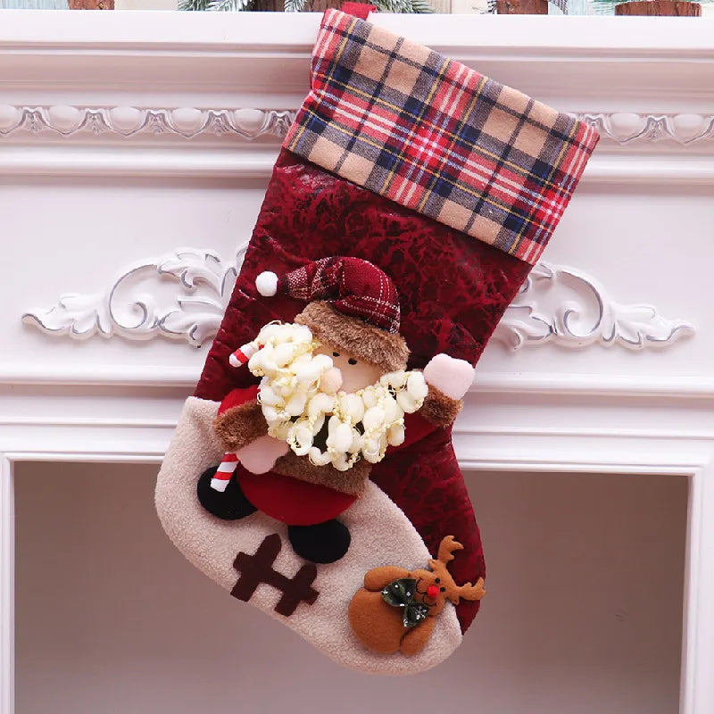 Christmas Stocking Large Capacity Elk, Bear& Snowman Design