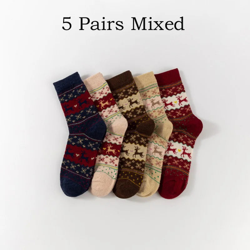 Christmas Unisex Warm Wool Socks [5pairs]