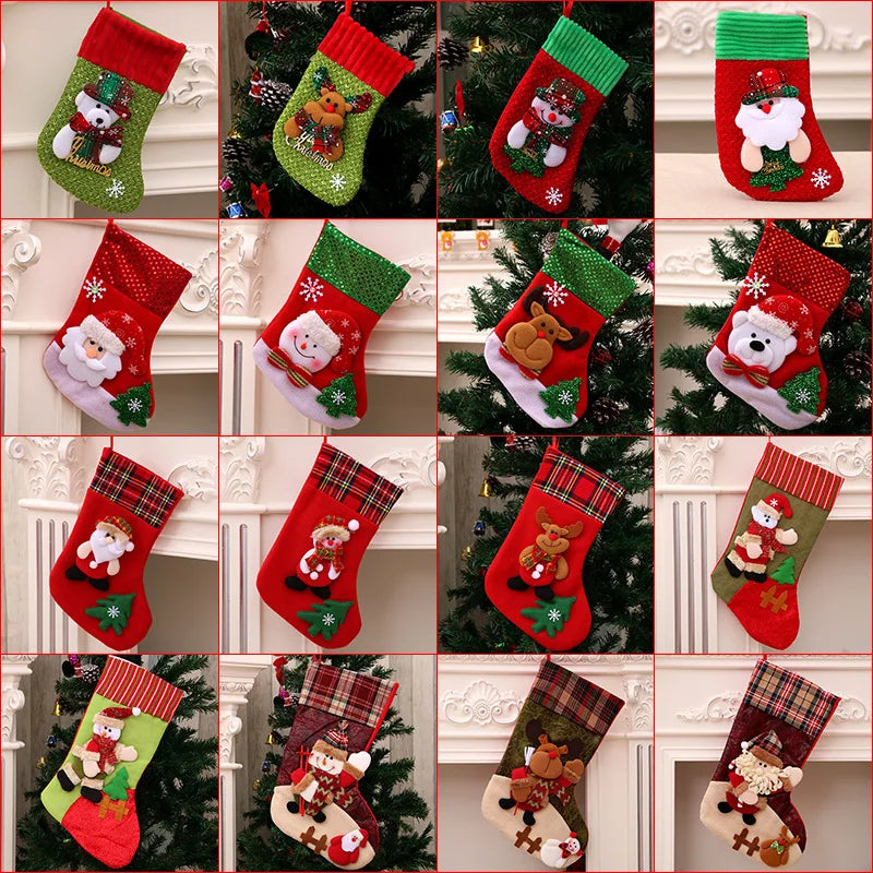Christmas Stocking Large Capacity Elk, Bear& Snowman Design