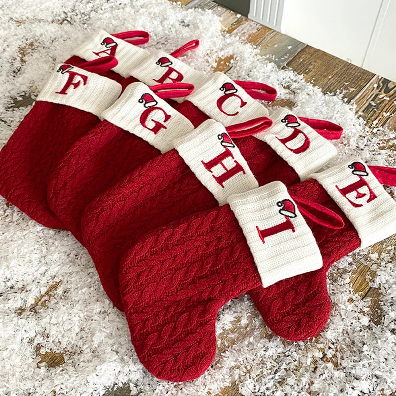 Christmas Knitted Stockings With Letters