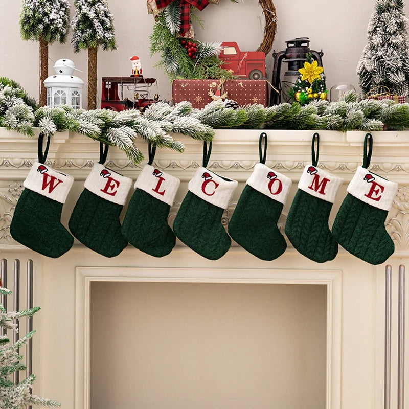 Christmas Knitted Stockings With Letters